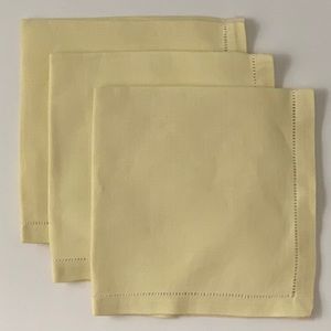 3 Vintage Deep Beige Classic Linen Cocktail Napkin